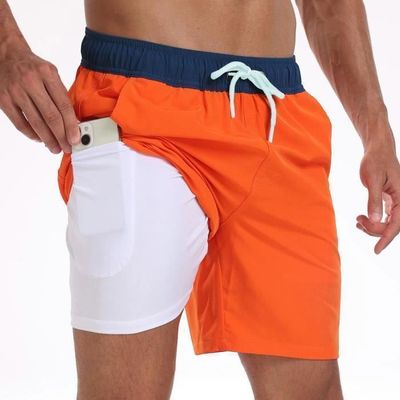 Short De Bain Homme Merona Taille S - Bleu Orange Doublé Maille - Neuf Avec Étiquette