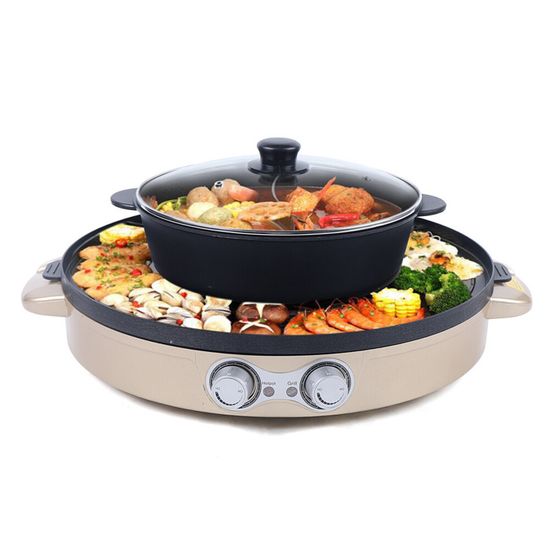 Appareil à Fondue Et Barbecue Food Party - 2 En 1 Électrique, Sans Fumée - 1360W (Petit Modèle)
