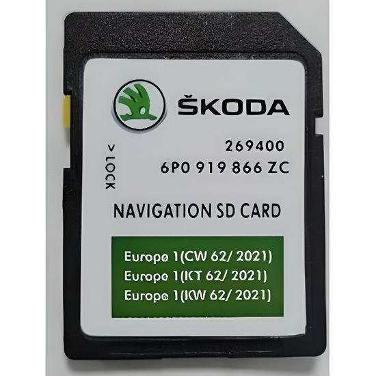 Carte SD GPS Europe 2021 - Navigation AS MIB2 - SKODA Discover Media 2 MIB2 - v14 - 6P0919866ZC