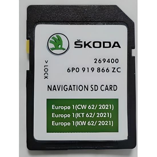 Carte SD GPS Europe 2021 Navigation AS MIB2 SKODA Discover Media 2 MIB2 v14 6P0919866ZC