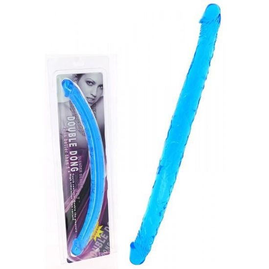 Gode Double Anal Et Vaginal Jelly Bleu 45cm - Sex Toy Réaliste, Imperméable, Sans Phtalate, Neuf