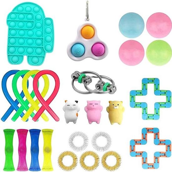 HANQING Sensory Fidget Toys A, 28pcs Jouets Anti-Stress de Qualit/é Sup/éRieure Et Durables pour Enfants Adultes Jouet Ensemble de Jouets Fidget Ensemble de Jouets Anti-Stress