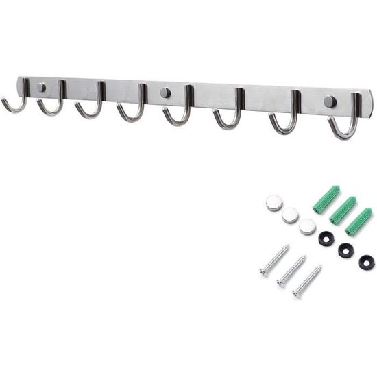 Porte-Manteau Mural 5 Crochets Design Acier Inoxydable Noir - Patères Solides Pour Chambre Et Salle De Bain