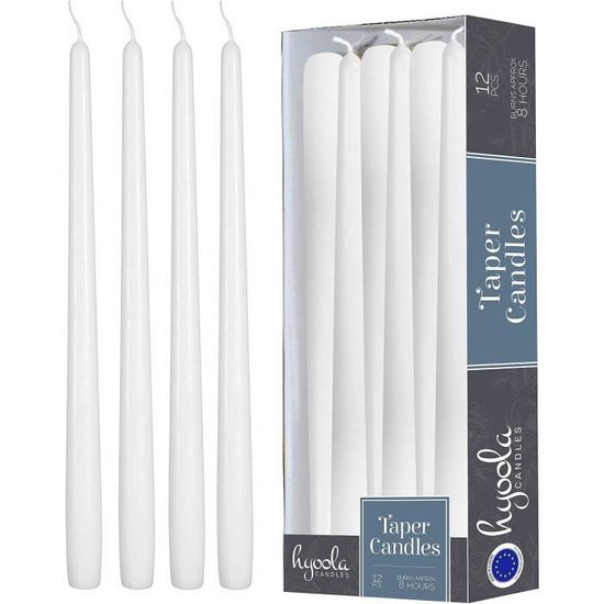 8 Bougies Coniques Blanches Non Parfumées - 30 Cm, 8h De Combustion - Pour Candélabres Et Dîners