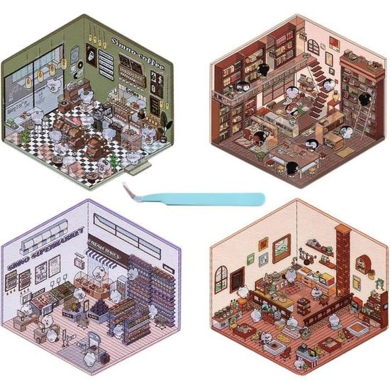 Kit Autocollants 3D Scènes Miniatures - 10 Thèmes - Activité Créative