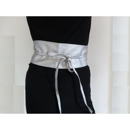 Ceinture Bandeau Argent a nouer large et souple Cdiscount Pret a Porter