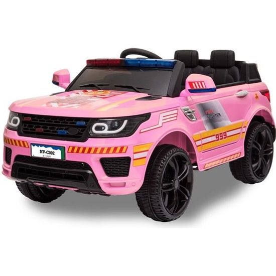 Voiture électrique pour enfant - Kijana - Police Land Rover - Lecteur MP3 - Siège en cuir