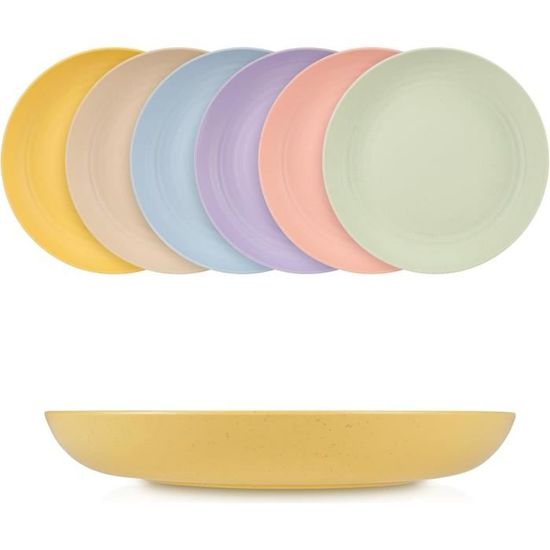 Lot De 6 Assiettes Plates En Plastique Rouge 23,5 Cm - Incassables, Lavables Au Lave-vaisselle, Micro-ondes, Sans BPA - 11