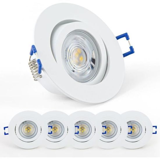 Dexnump Spot LED Encastrable Dimmable, Spots De Plafond 230V, 5W 600LM Spot Encastré Equivalente De 50W, Spot LED Ultra Plat De 25mm, IP44 Pour Salle De Bain Cuisine Salon, Lot De 12