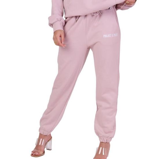 Jogging Femme PROJET X PARIS Mauve Taille haute Ceinture elastique Inscription brodee Pink Cdiscount Pret a Porter