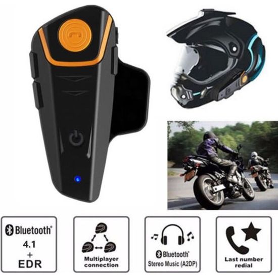 Asdr Motorcycle Intercom- BT-S2-Kit de communication Bluetooth pour casque de moto, de ski,