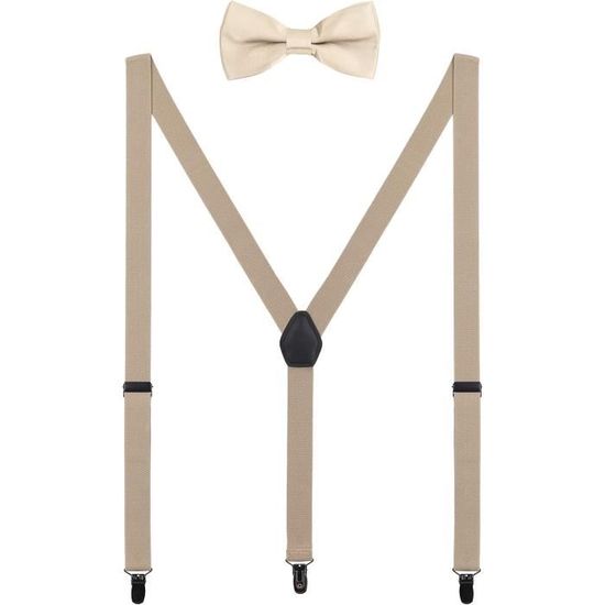 Bretelles Et Nœud Papillon Enfant 1-5 Ans - Set 3 Clips Y-Forme Noir - Accessoire Costume Garçon Fille