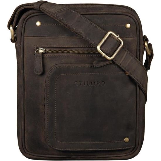 STILORD 'Zelus' Sac Bandoulière Cuir Véritable Homme Petit – Messenger Élégant Vintage Pour Tablette 8" Et Quotidien, Look Raffiné Et Pratique