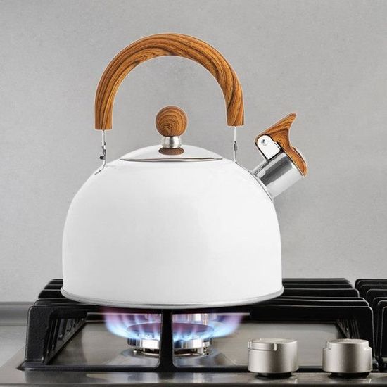 Sharplace - Bouilloire à Sifflet 3L En Acier Inoxydable - Poignée En Bois - Compatible Toutes Plaques (gaz, Induction, électricité) - Pour Maison, Camping, Pique-nique - 7