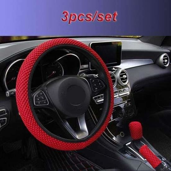 Housse De Volant En Soie Glacée Antidérapante - Noir Unisexe Pour Voiture, Taille M 37-39cm