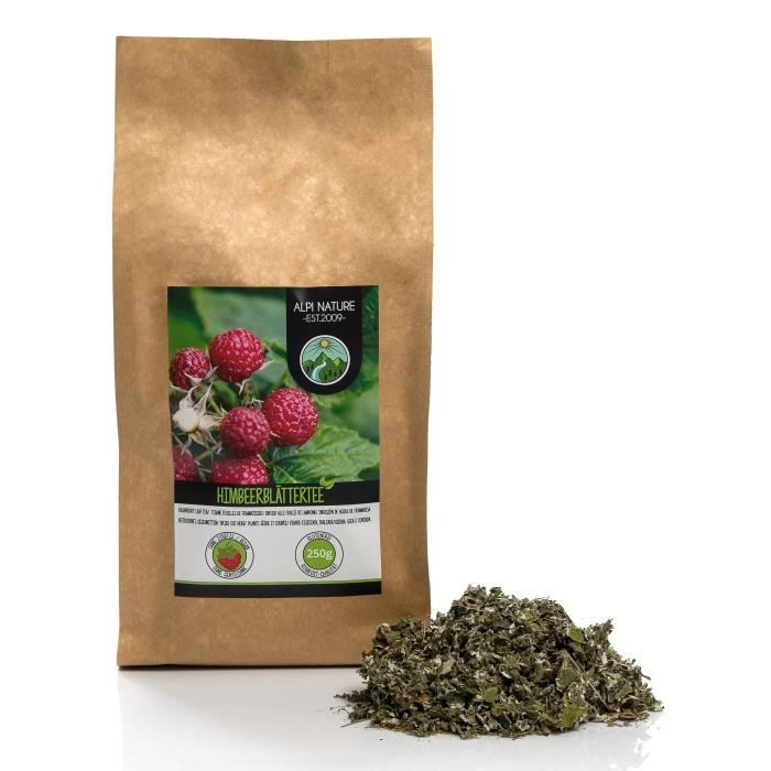 Infusion de feuilles de framboise (250g), Tisane aux feuilles de framboise, Thé à la feuille de framboise, coupées, 100% naturelles