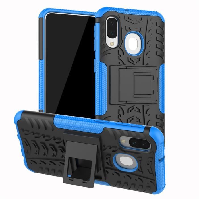 Coque Samsung A40 Etui Double Couche Pare Chocs Antichoc TPU Silicone Housse avec Fonction de Support Amélioré - Bleu