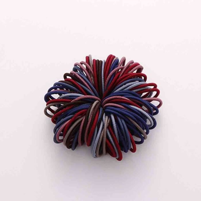 Filles 100 pièces de 3 cm en nylon non nocif pour les cheveux en caoutchouc élastique couleur cheveux corde bijoux