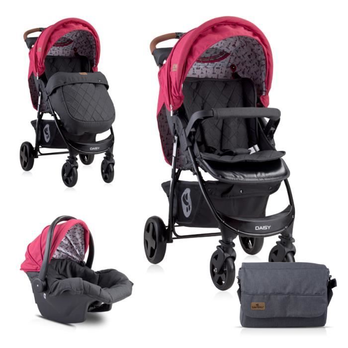 Poussette combinée duo 2 en 1 avec siège auto DAISY SET Lorelli rouge