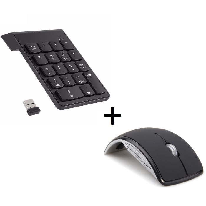Pack Accessoires Peripherique pour MAC Mini (Souris Pliable Optique Sans Fil + Pave numerique Sans fil 18 Touches)
