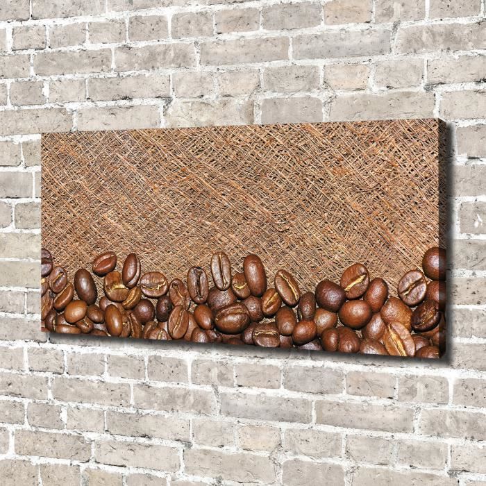Tulup 140x70 cm art mural - Image sur toile:- Nourriture boissons - Grains De Café - Brun Gris Blanc