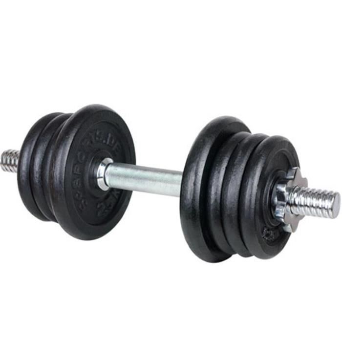 halteres de 15 kg, halteres, 6 x 1,25 kg, 2 x 2,5 kg en fonte
