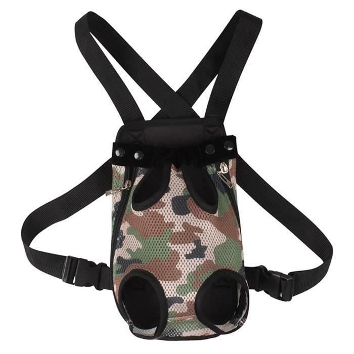 Voyage Sac à Dos Poitrine Sacs pour Animaux de Compagnie, Sac de Transport Sac Ventral pour Chien (Camouflage, L)