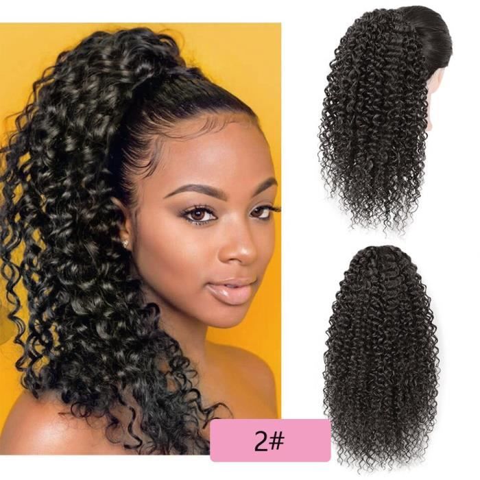 214pouces -Extension capillaire synthétique afro américaine à clip, queue de cheval afro, crépue, bouclée, avec cordon de serrage