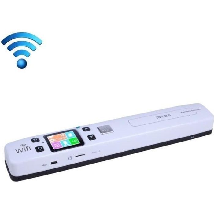 Scanner portable WiFi rouleau document de poche avec affichage LED Soutien 1050DPI 600DPI 300dpi PDF JPG TF Blanc