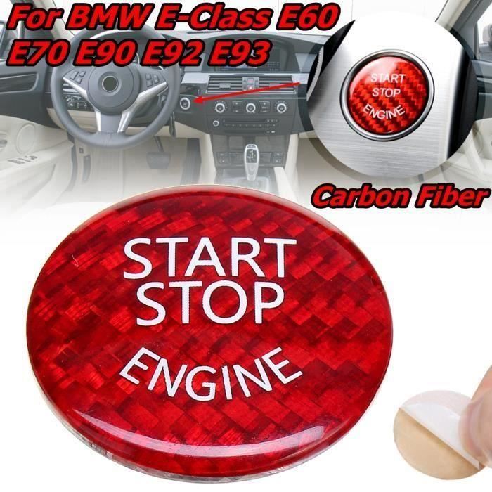 Couverture Autocollant Interrupteur Moteur Bouton Carbone Pour BMW E60 E90 E91 E92 E93 Série 3 Rouge So49788