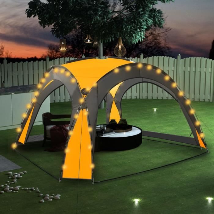 MEUBLE® Tonnelle de Jardin Barnum Style Moderne - Belvédère Chapiteau de jardin avec LED et 4 parois 3,6x3,6x2,3 m Jaune ♕2941