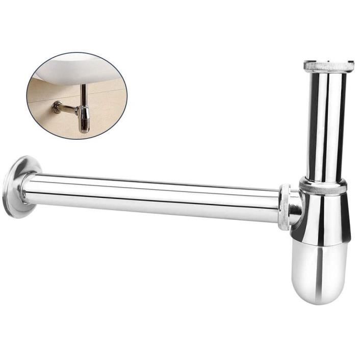 Robinets RMENOOR Siphon Tube de Siphon Chromeacute Design L en acier inoxydable Anti Odeur 54 Haute Qualiteacute pour Evier Lavab804