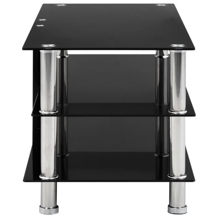 184480 - Design Furniture - Meuble TV Contemporain - Meuble HI-FI Banc TV Noir 90 x 40 x 40 cm Verre trempé