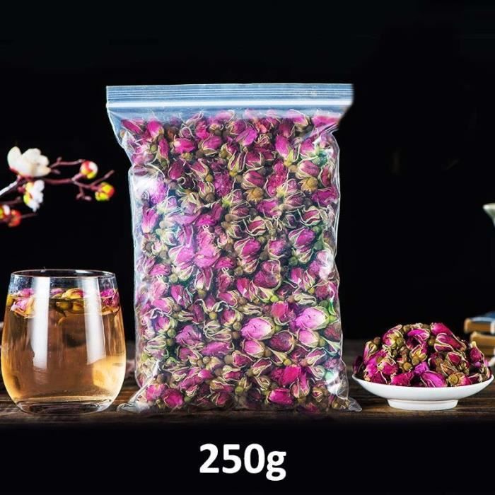 Décoration florale,Bourgeons de Rose séchés (comestibles et séchés) rouge vraie fleur bourgeons de Rose pour le bain de - Type 250g