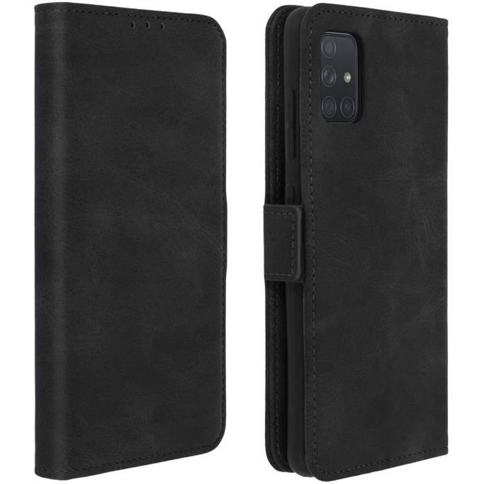 Housse Samsung Galaxy A51 Étui Folio Porte-cartes Fonction Support Noir