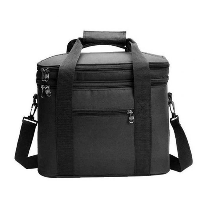 Sac à glissière isolé Pique-nique Sac de refroidissement à facettes pour le travail Beach Camping Randonnée Noir
