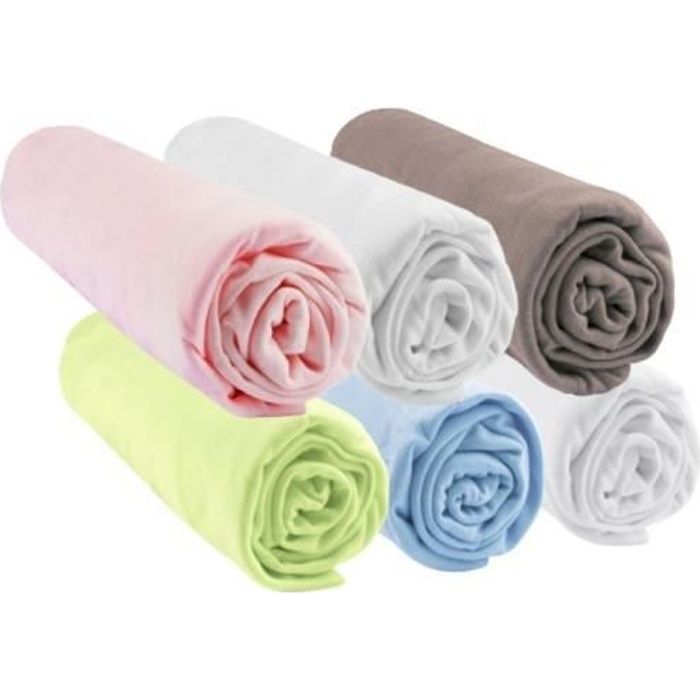 Kit pratique de linge de lit bebe : 6 draps housse 32x72 multicouleur couffin nacelle bebe 100% coton