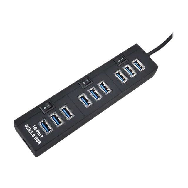 MCL SAMAR Mini Hub 10 ports USB 3.0 avec interrupteurs - Noir