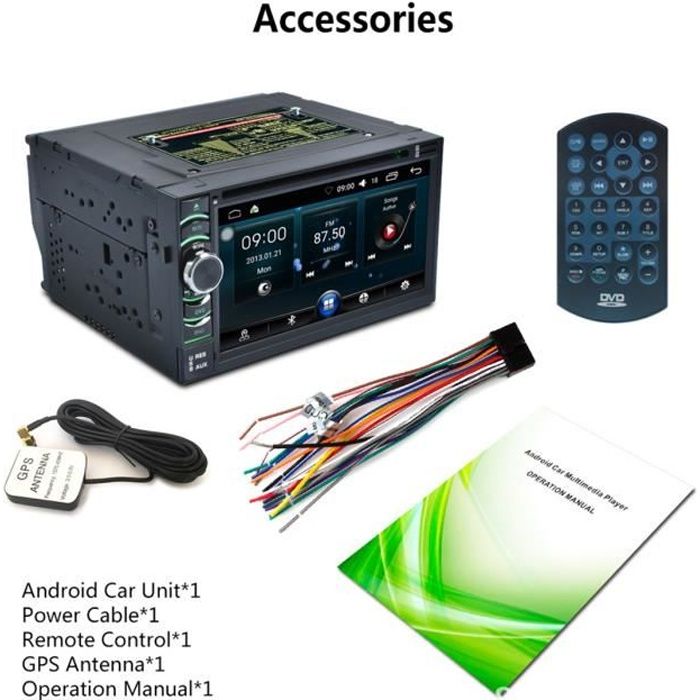 NEüFU 7'' AUTORADIO GPS FM DVD Android 6.0 DOUBLE DIN Stéréo Rétro-éclairage CAMERA ARRIERE