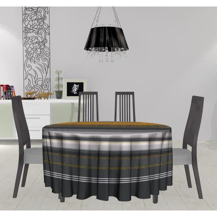 SOLEIL D'OCRE Nappe toile cirée ronde Feston - 160x160 cm - Jaune