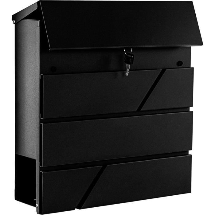 STILISTA® Boîte aux lettres murale "Lima", métal thermolaqué, L 37 x H 37 x P 10 cm, couleur noir