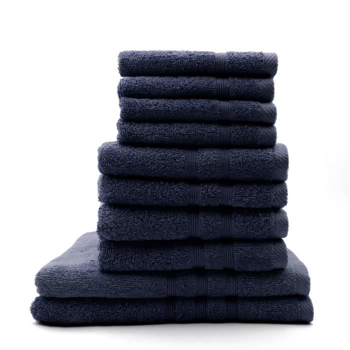 TODAY Lot de 4 Serviettes de bain 30x50cm + 4 Serviettes de bain 50x100 cm + 2 Draps de bain 70x130 cm Ciel d'orage - 100% coton TOD