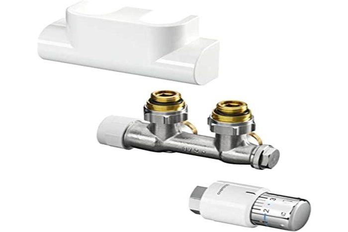 Oventrop - 1184184 - Set d'accessoires pour chauffage de salle de bain avec tete de thermostat Uni SH Multiblock T en angle
