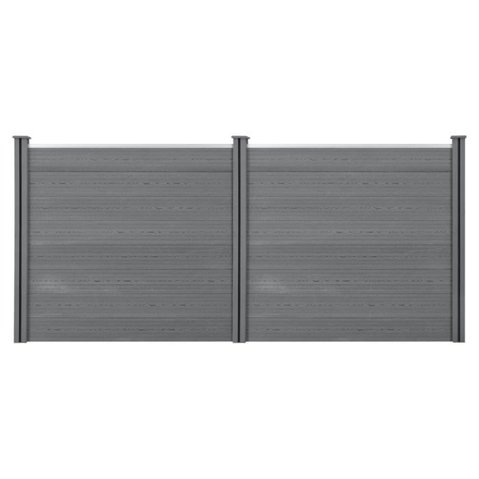 Clôture Décorative Brise-Vue NEU.HOLZ Bois Composite WPC 200x60 Cm Gris - Jardin Extérieur