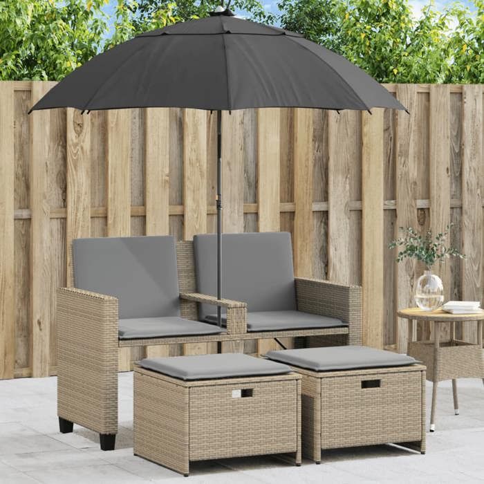 vidaXL Canapé de jardin avec Parasol - vue 2