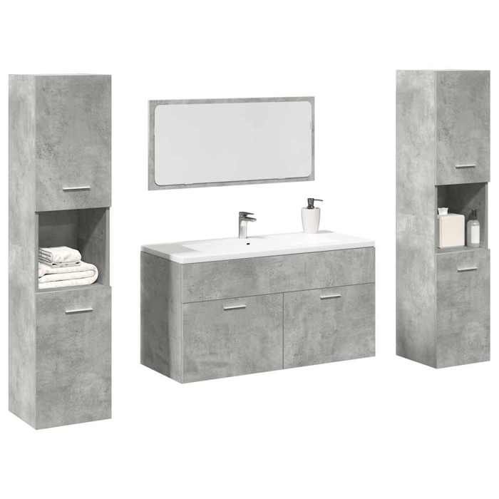 vidaXL Ensemble de meubles de salle de bain 4 pcs gris béton 3324875