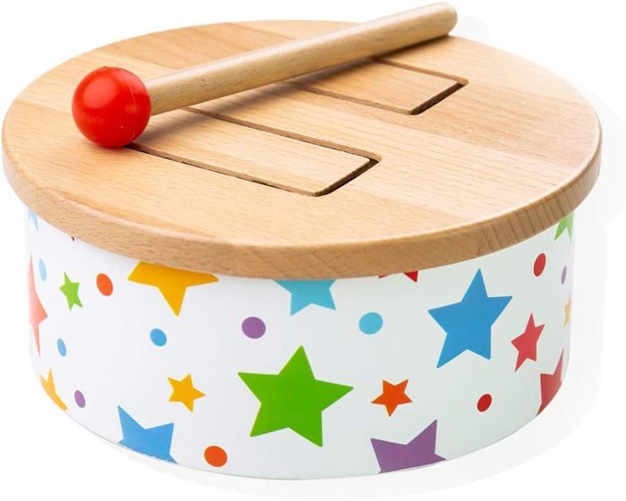 Ancien Jouet Tambour en Tôle avec ces deux baguettes en bois pour Enfant