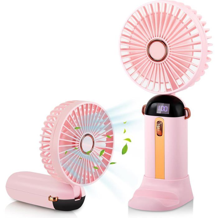 Ventilateur Portable Rechargeable Turbine - 5 Vitesses, Pliable, USB, Noir, 17.5x6.2x5.5 Cm, Pour Intérieur/extérieur