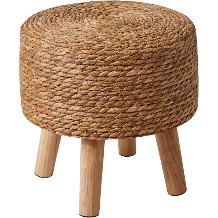 Repose-Pieds Style Pastoral Tabourets de canapé en Bois pour Chambre Salon Chambre à Coucher 28× 28 CM Couleur Naturelle
