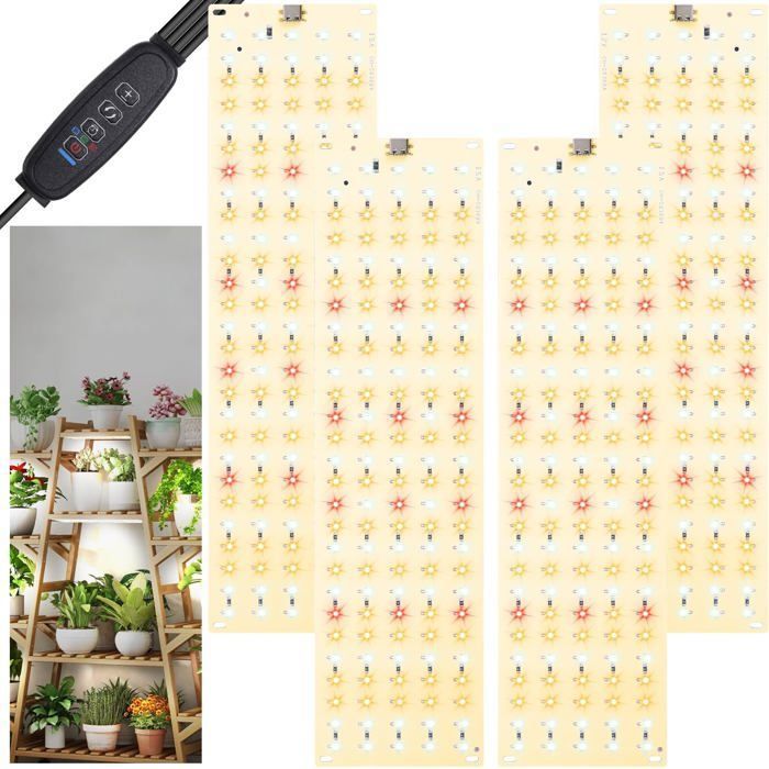 4 Pcs Lampe de Plante LED avec Minuterie de 3/9/12 Heures pour Semis Succulentes Végétale Floraison ODIPIE